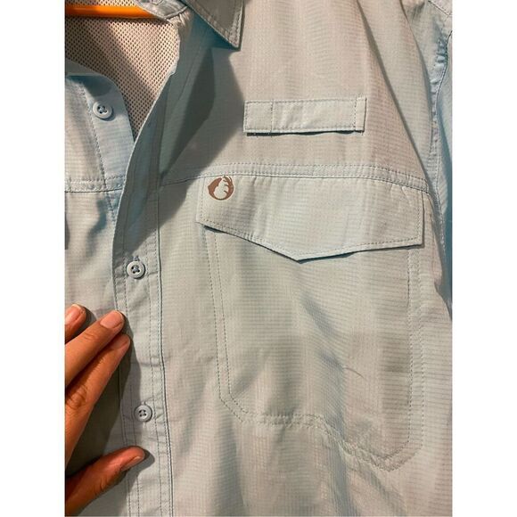 The American Outdoorsman Light Blue Button Up Short Sleeve Dri Fit Shirt XL - Picture 5 of 6